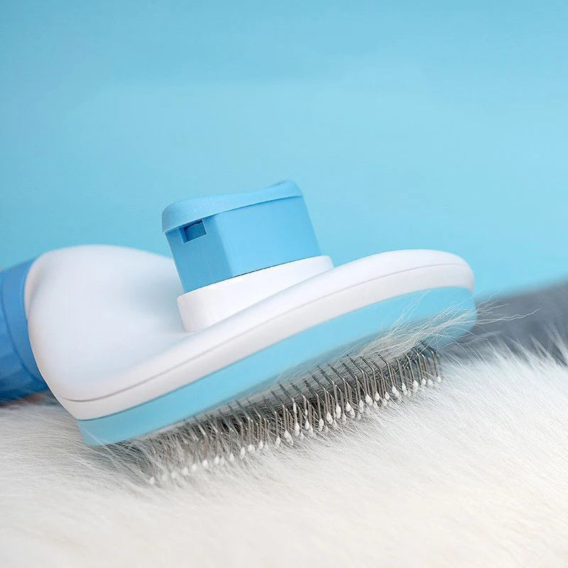Stainless Steel Pet Hair Brush Deshedding Tool for Dogs Cats Long Hair Grooming Comb Cleaning Accessories Self Cleaning