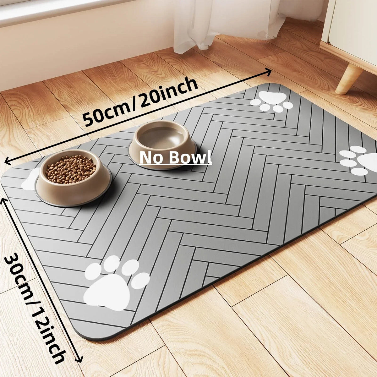 Absorbent pet feeding mat -waterproof non-slip placement for dogs & cat bowls