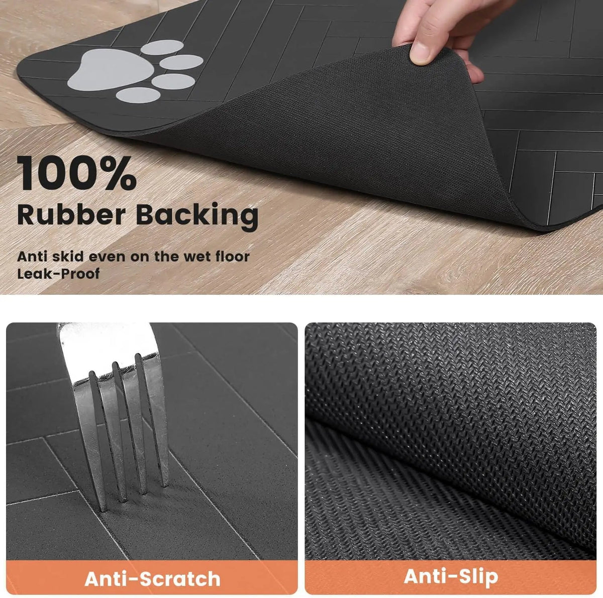 Absorbent pet feeding mat -waterproof non-slip placement for dogs & cat bowls