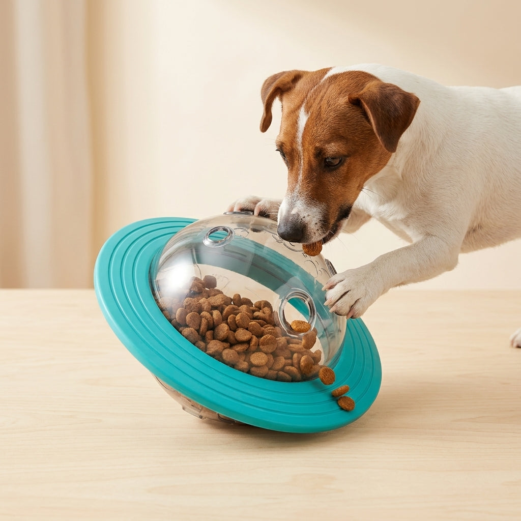2-in-1 Flying Disc food Dispenser — Interactive Dog & Cat Puzzle Toy